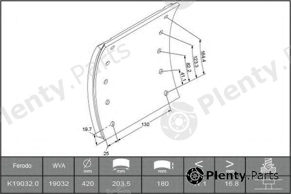  FERODO part K19032.0-F3658 (K190320F3658) Brake Lining Kit, drum brake