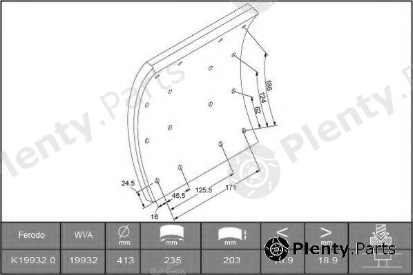  FERODO part K19932.0-F3658 (K199320F3658) Brake Lining Kit, drum brake