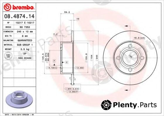  BREMBO part 08.4874.14 (08487414) Brake Disc