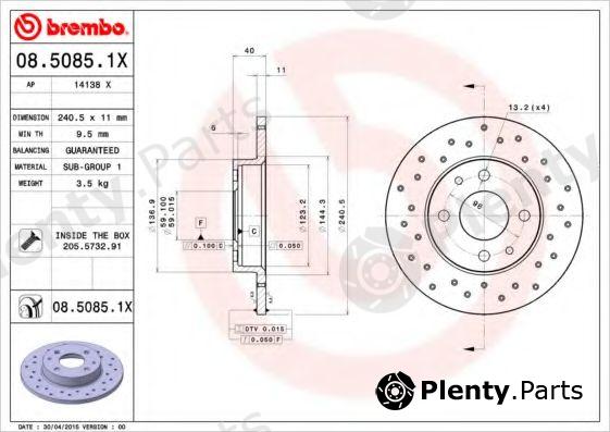  BREMBO part 08.5085.1X (0850851X) Brake Disc