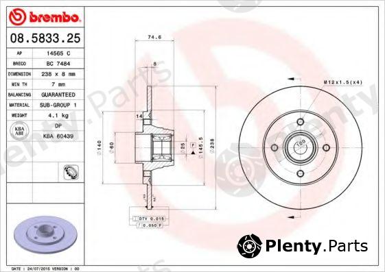  BREMBO part 08.5833.25 (08583325) Brake Disc