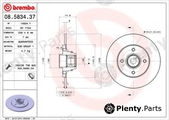  BREMBO part 08583437 Brake Disc