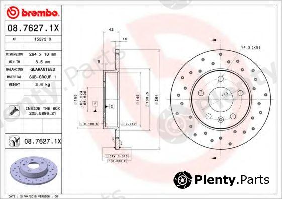  BREMBO part 08.7627.1X (0876271X) Brake Disc