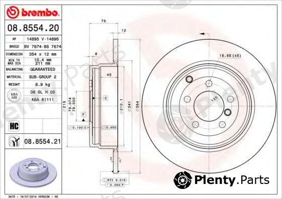  BREMBO part 08.8554.21 (08855421) Brake Disc