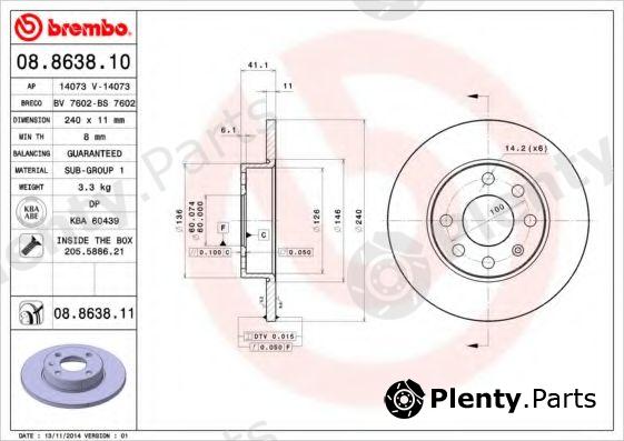  BREMBO part 08.8638.11 (08863811) Brake Disc
