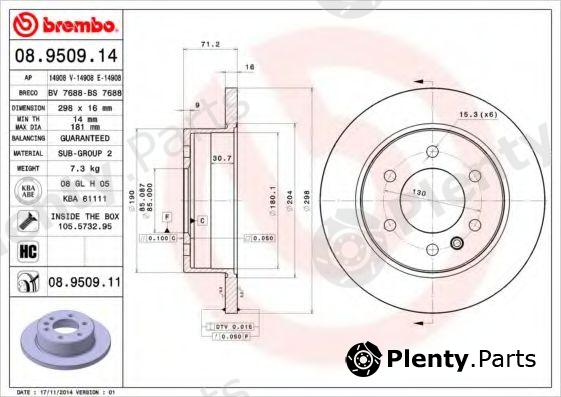  BREMBO part 08.9509.14 (08950914) Brake Disc