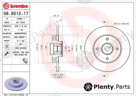  BREMBO part 08.9512.17 (08951217) Brake Disc