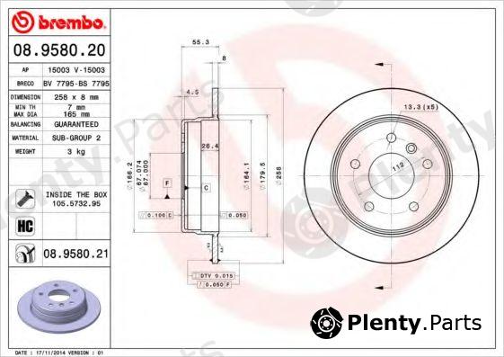 BREMBO part 08.9580.20 (08958020) Brake Disc
