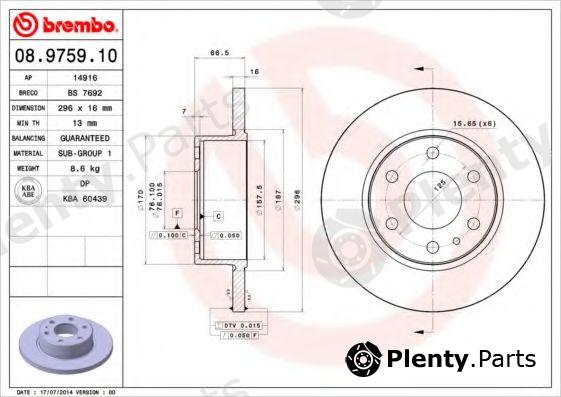  BREMBO part 08.9759.10 (08975910) Brake Disc