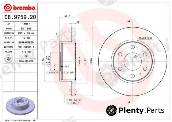  BREMBO part 08.9759.20 (08975920) Brake Disc