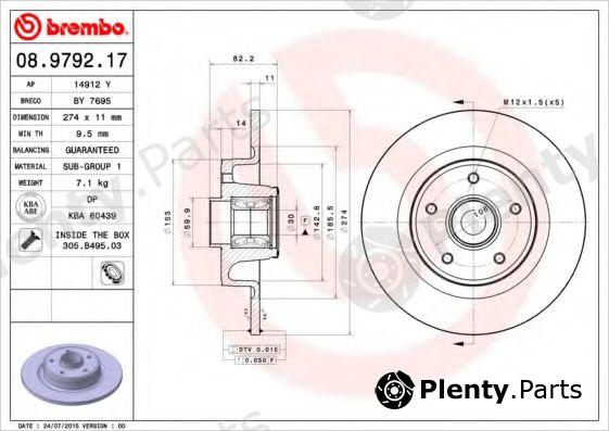 BREMBO part 08.9792.17 (08979217) Brake Disc