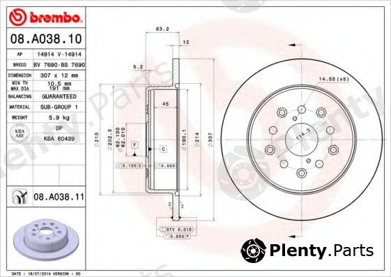  BREMBO part 08.A038.11 (08A03811) Brake Disc