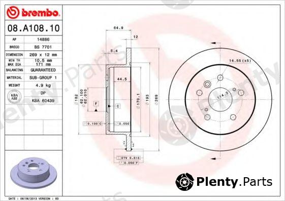  BREMBO part 08.A108.10 (08A10810) Brake Disc
