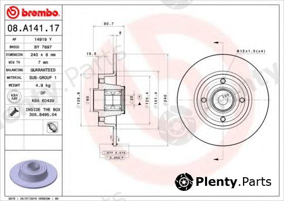  BREMBO part 08.A141.17 (08A14117) Brake Disc
