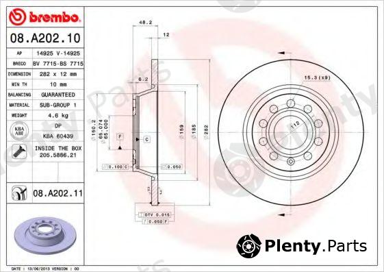  BREMBO part 08.A202.11 (08A20211) Brake Disc