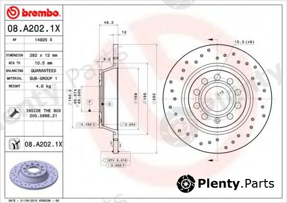  BREMBO part 08.A202.1X (08A2021X) Brake Disc