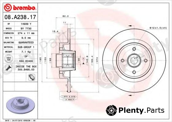  BREMBO part 08.A238.17 (08A23817) Brake Disc