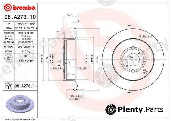  BREMBO part 08.A273.10 (08A27310) Brake Disc
