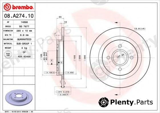  BREMBO part 08.A274.10 (08A27410) Brake Disc