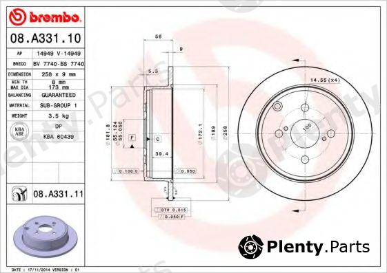  BREMBO part 08.A331.10 (08A33110) Brake Disc