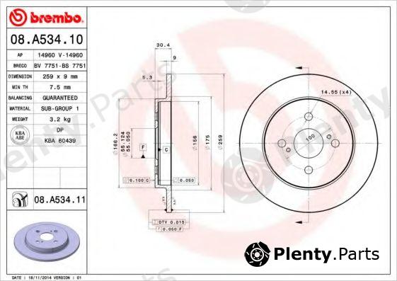  BREMBO part 08.A534.10 (08A53410) Brake Disc