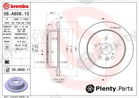  BREMBO part 08.A608.11 (08A60811) Brake Disc