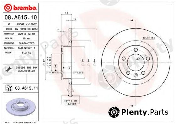  BREMBO part 08.A615.10 (08A61510) Brake Disc