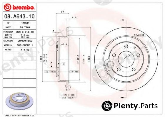  BREMBO part 08.A643.10 (08A64310) Brake Disc
