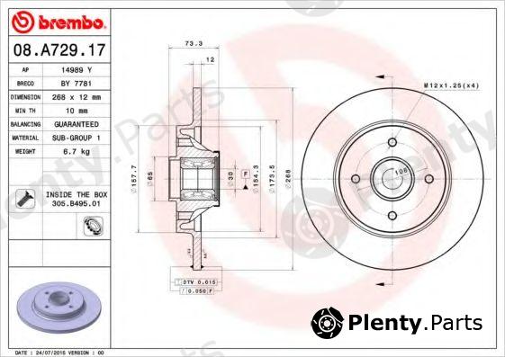  BREMBO part 08.A729.17 (08A72917) Brake Disc
