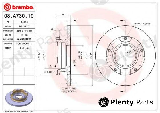  BREMBO part 08A73010 Brake Disc