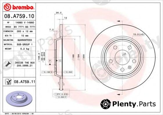  BREMBO part 08.A759.10 (08A75910) Brake Disc