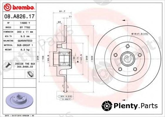  BREMBO part 08.A826.17 (08A82617) Brake Disc