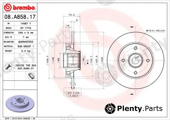  BREMBO part 08.A858.17 (08A85817) Brake Disc