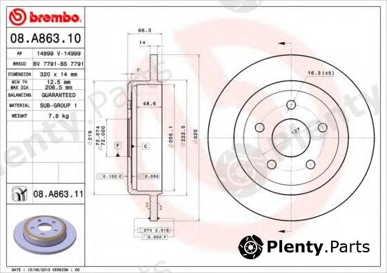  BREMBO part 08.A863.11 (08A86311) Brake Disc
