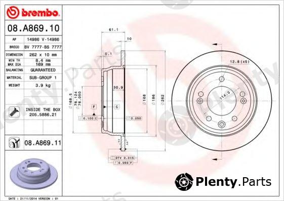 BREMBO part 08.A869.10 (08A86910) Brake Disc
