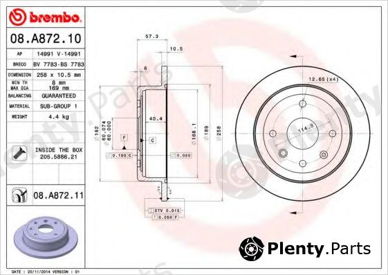  BREMBO part 08.A872.10 (08A87210) Brake Disc