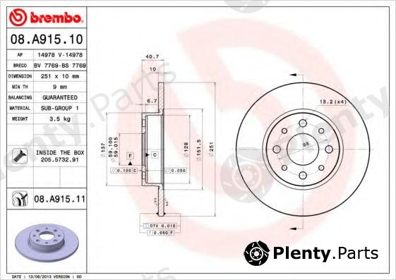 BREMBO part 08.A915.10 (08A91510) Brake Disc