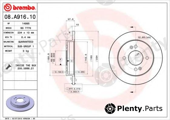  BREMBO part 08.A916.10 (08A91610) Brake Disc