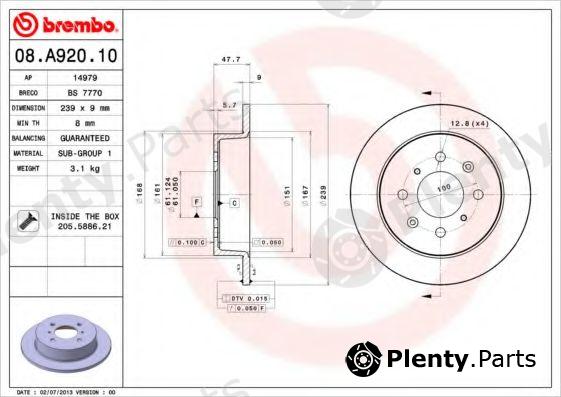 BREMBO part 08.A920.10 (08A92010) Brake Disc