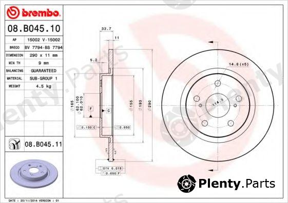  BREMBO part 08.B045.10 (08B04510) Brake Disc