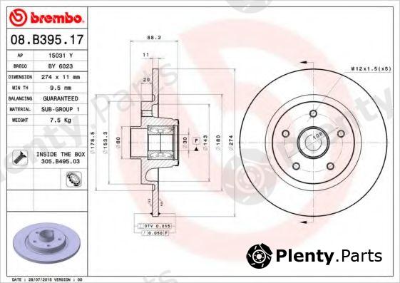  BREMBO part 08.B395.17 (08B39517) Brake Disc