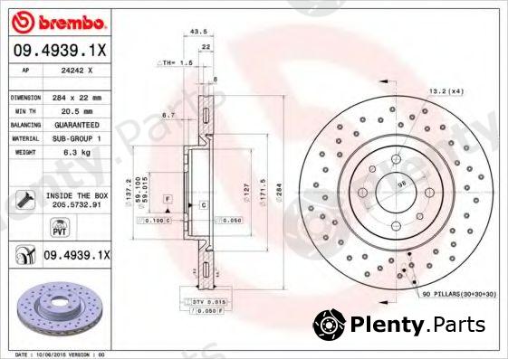  BREMBO part 09.4939.1X (0949391X) Brake Disc