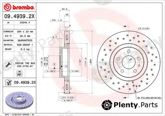  BREMBO part 09.4939.2X (0949392X) Brake Disc