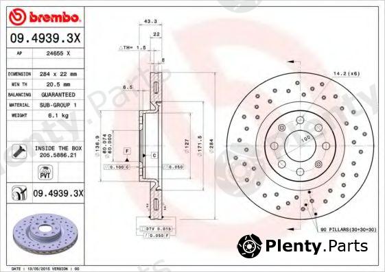  BREMBO part 09.4939.3X (0949393X) Brake Disc