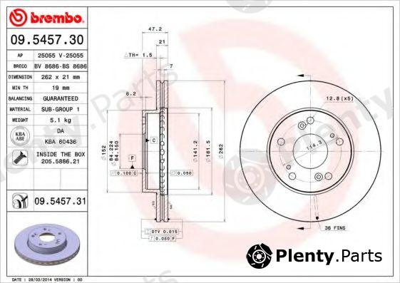  BREMBO part 09.5457.30 (09545730) Brake Disc