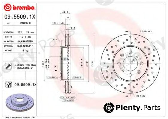  BREMBO part 0955091X Brake Disc