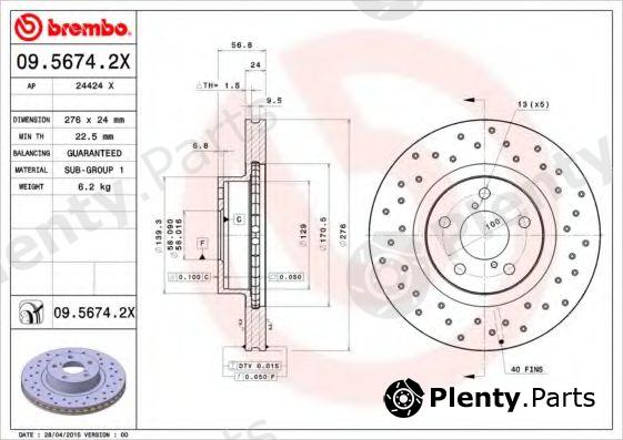  BREMBO part 09.5674.2X (0956742X) Brake Disc