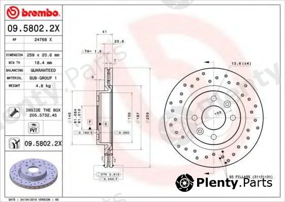  BREMBO part 0958022X Brake Disc