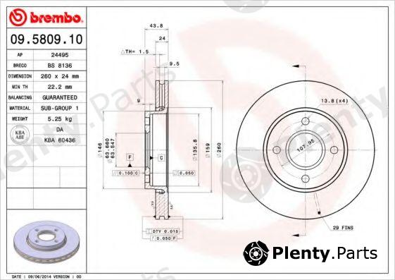  BREMBO part 09.5809.10 (09580910) Brake Disc
