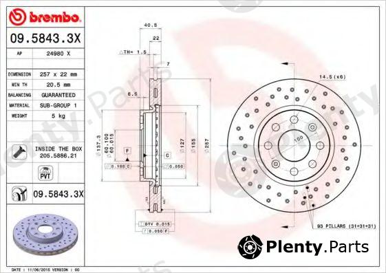  BREMBO part 0958433X Brake Disc